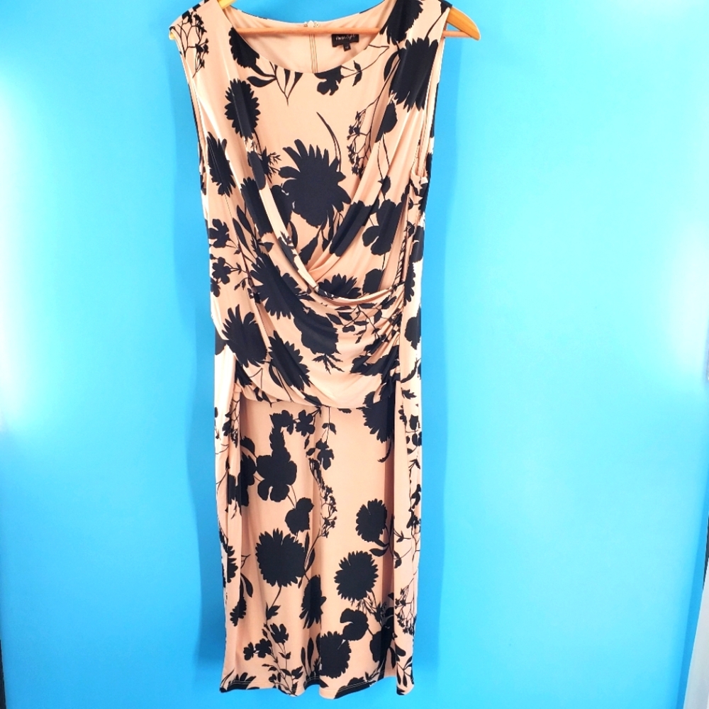 Blush pink and black front ruched dress 16